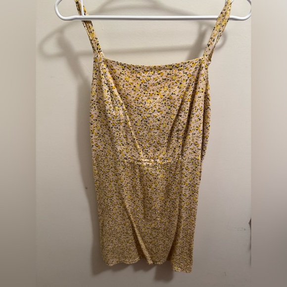 Old Navy Womens Ditsy Floral Linen Blend Fit & Flare Cami Dress M Pink/Yellow - Picture 1 of 5